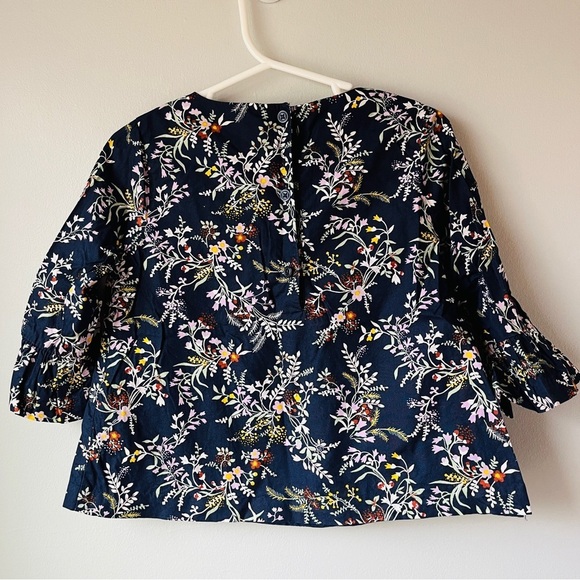 Janie and Jack Girls Botanical Navy Swing Top - Picture 3 of 5